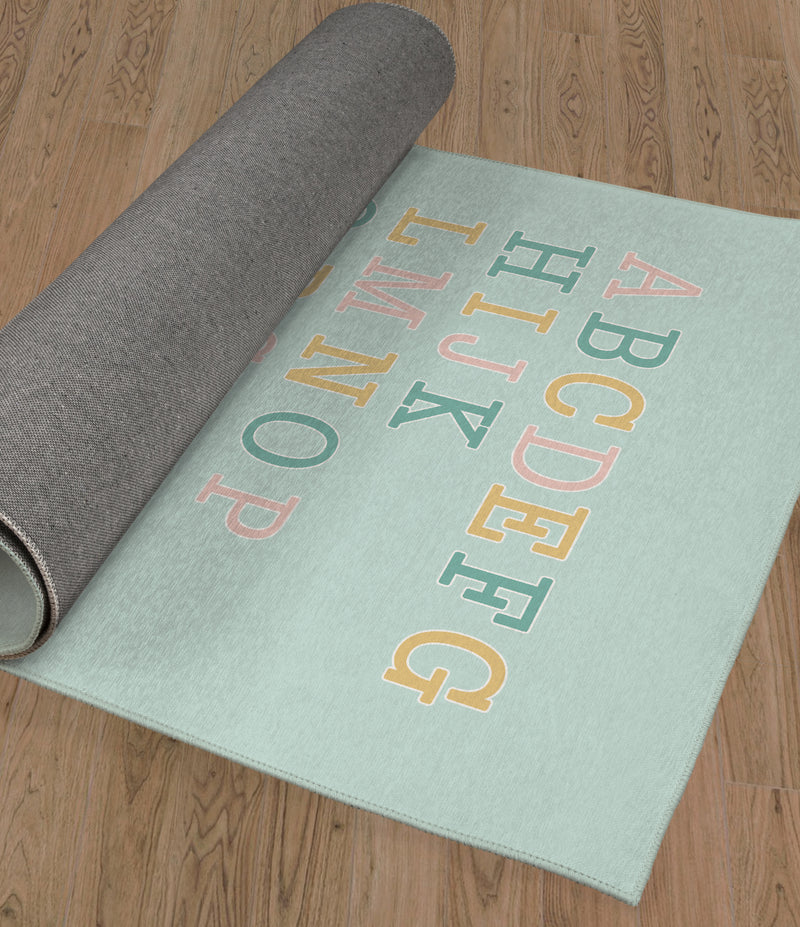 ALPHABET AQUA Area Rug By Kavka Designs