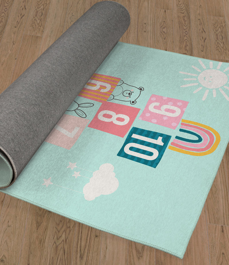 HOPSCOTCH ANIMALS BLUE Area Rug By Kavka Designs