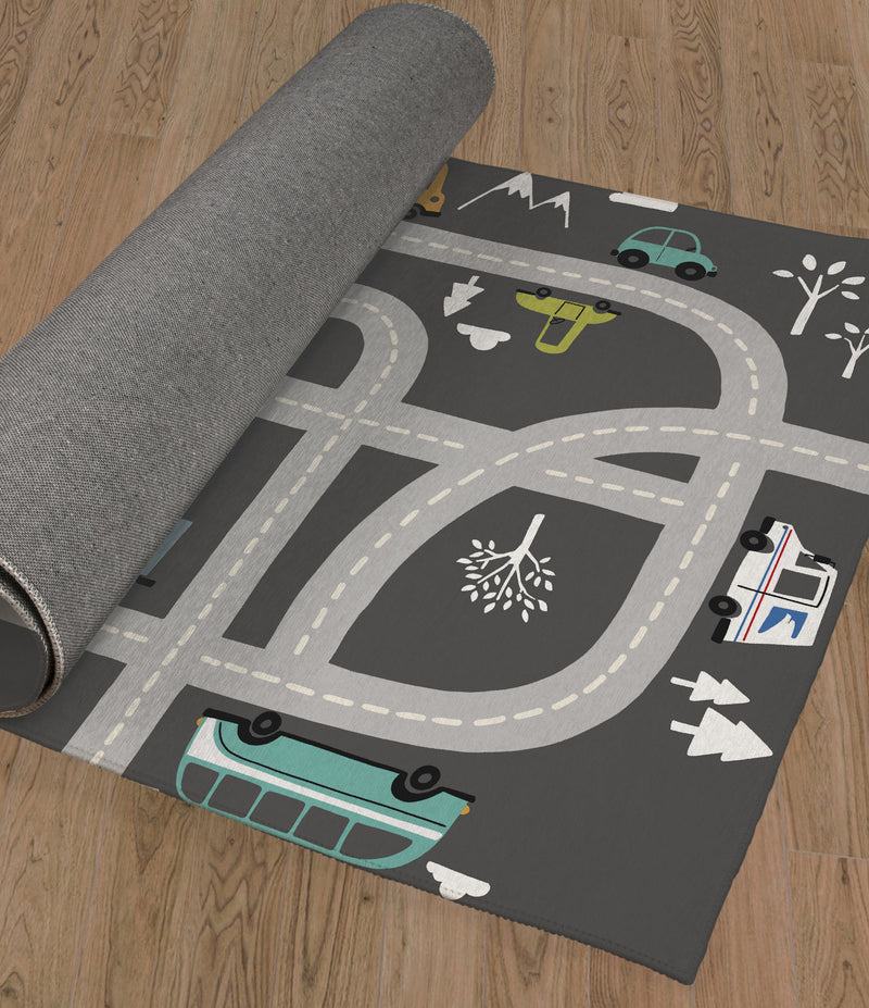 ROAD TRIP CHARCOAL Area Rug By Kavka Designs