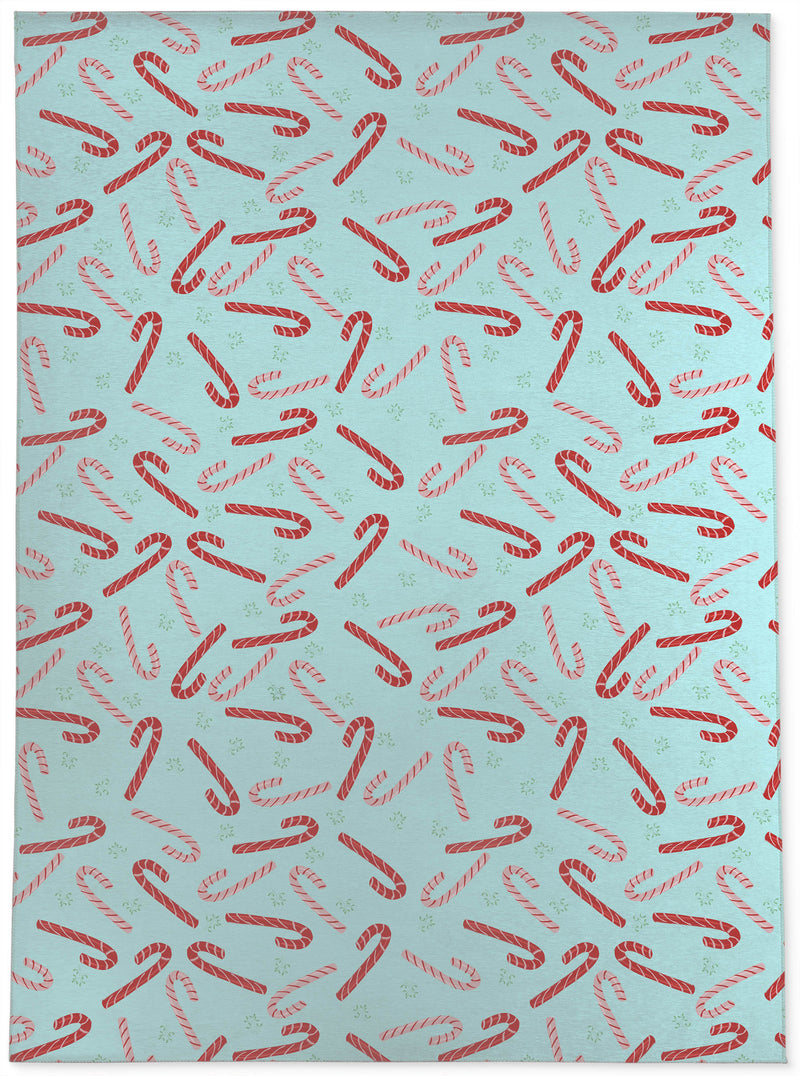 CANDY CANE KISSES BLUE & RED Area Rug By Kavka Designs