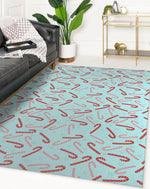 CANDY CANE KISSES BLUE & RED Area Rug By Kavka Designs