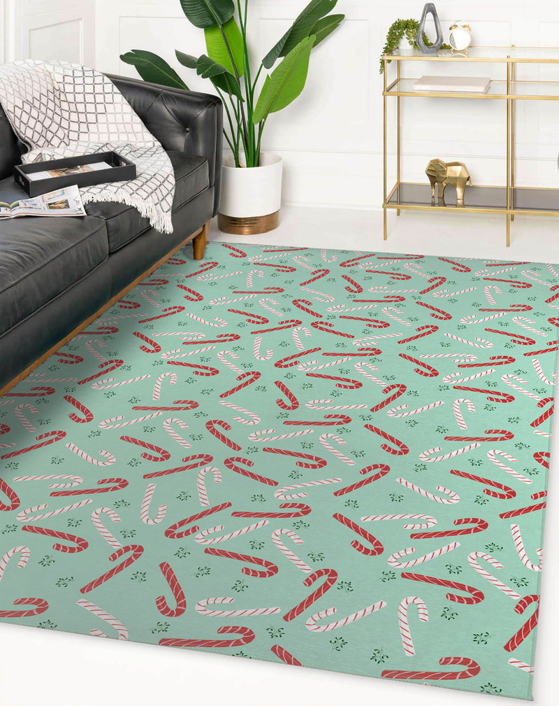 CANDY CANE KISSES MINT Area Rug By Kavka Designs