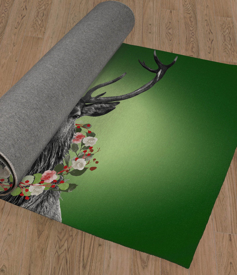 DEER WREATH EVERGREEN Area Rug By Kavka Designs