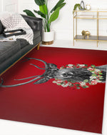 DEER WREATH RED Area Rug By Kavka Designs