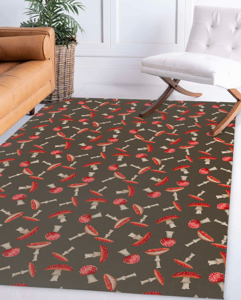 A MUSHROOM PARTY BROWN Area Rug By Kavka Designs