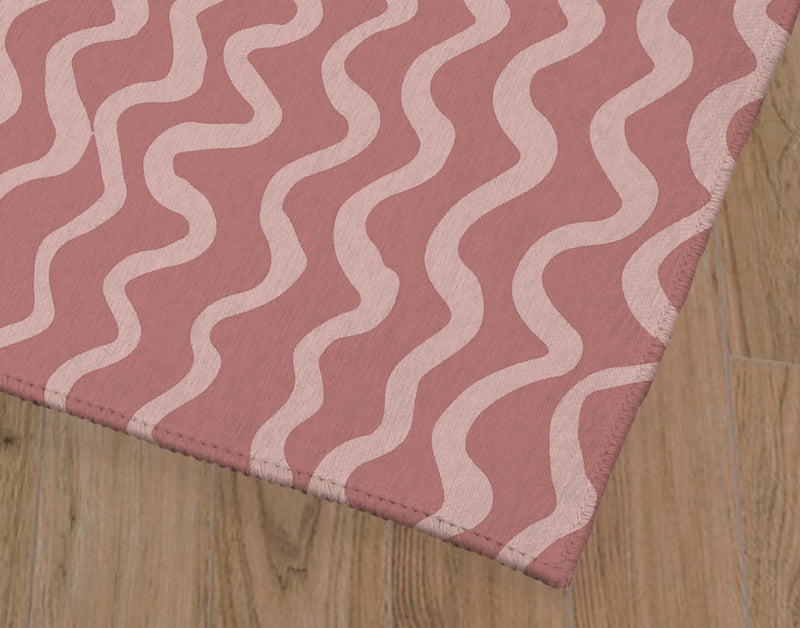 WAVES ABSTRACT DUSTY ROSE Area Rug By Kavka Designs