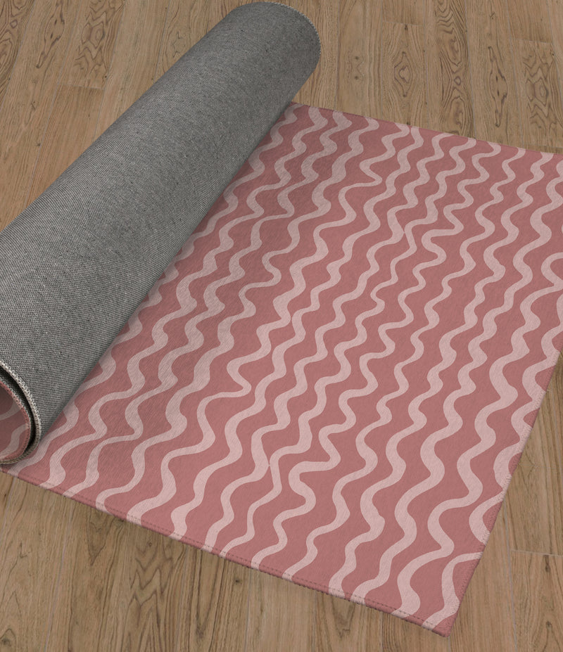 WAVES ABSTRACT DUSTY ROSE Area Rug By Kavka Designs