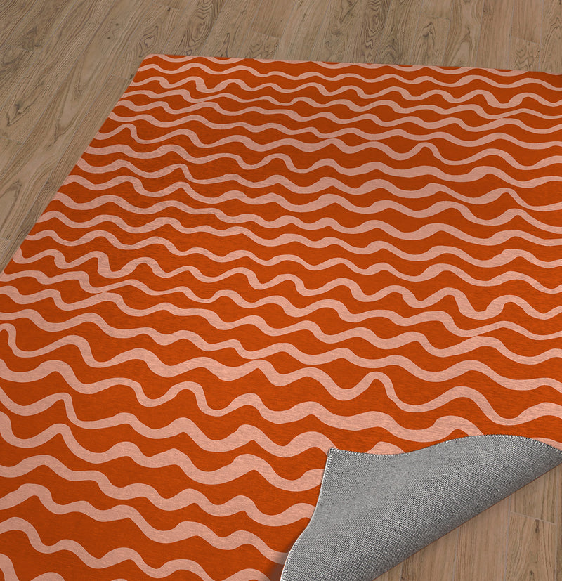 WAVES ABSTRACT TERRACOTTA Area Rug By Kavka Designs