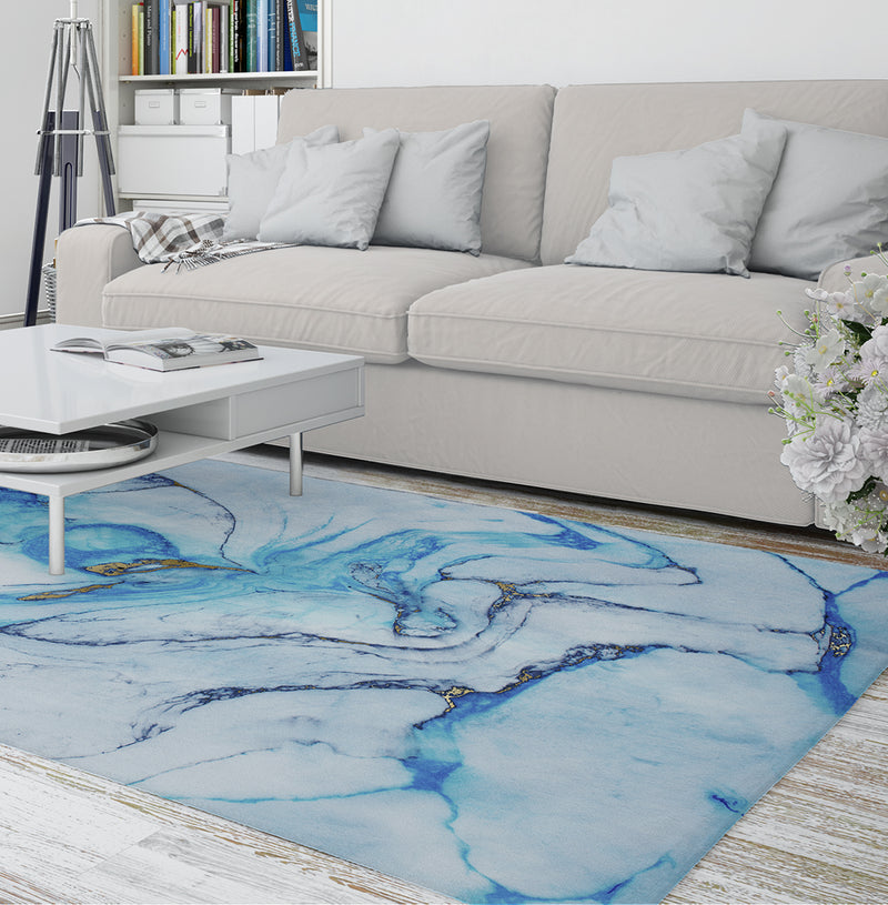 LAGOON BRIGHT BLUE Area Rug By Marina Gutierrez