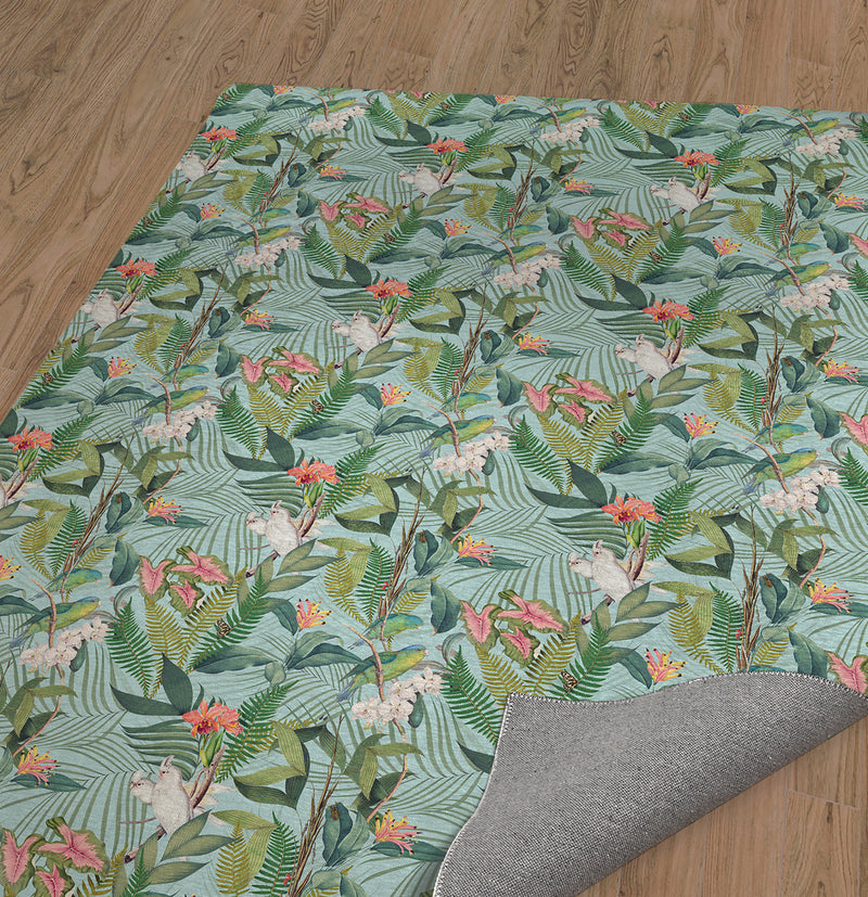 TROPICAL JUNGLE PASTEL BLUE Area Rug By Marina Gutierrez