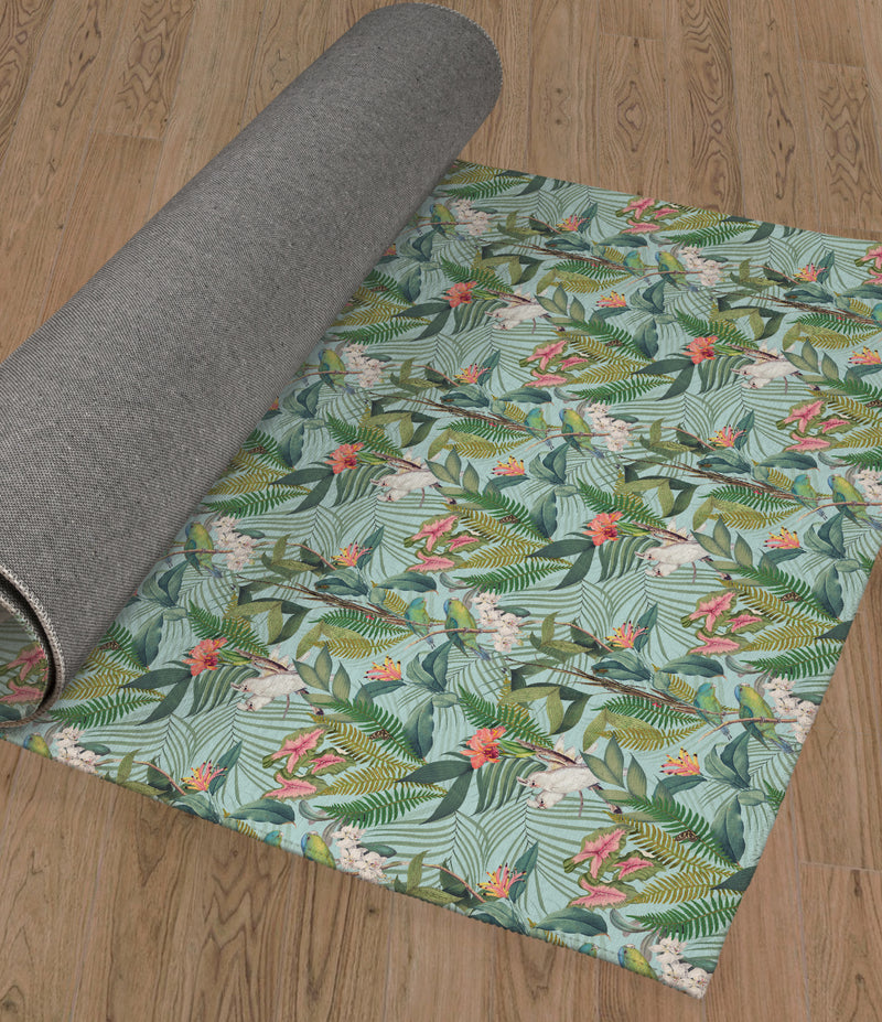 TROPICAL JUNGLE PASTEL BLUE Area Rug By Marina Gutierrez