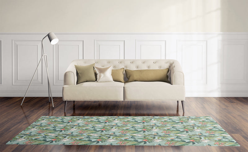 TROPICAL JUNGLE PASTEL BLUE Area Rug By Marina Gutierrez