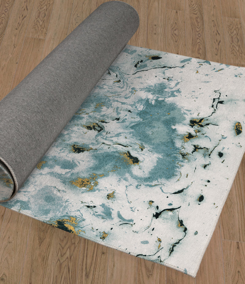 MARBLED LIGHT BLUE Area Rug By Marina Gutierrez