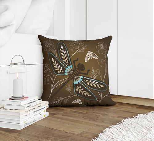 DRAGONFLY BROWN Accent Pillow By Kavka Designs