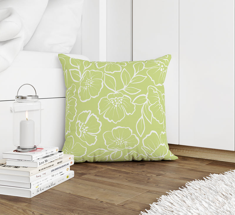 DOGWOOD SKETCH LIME Accent Pillow By Kavka Designs