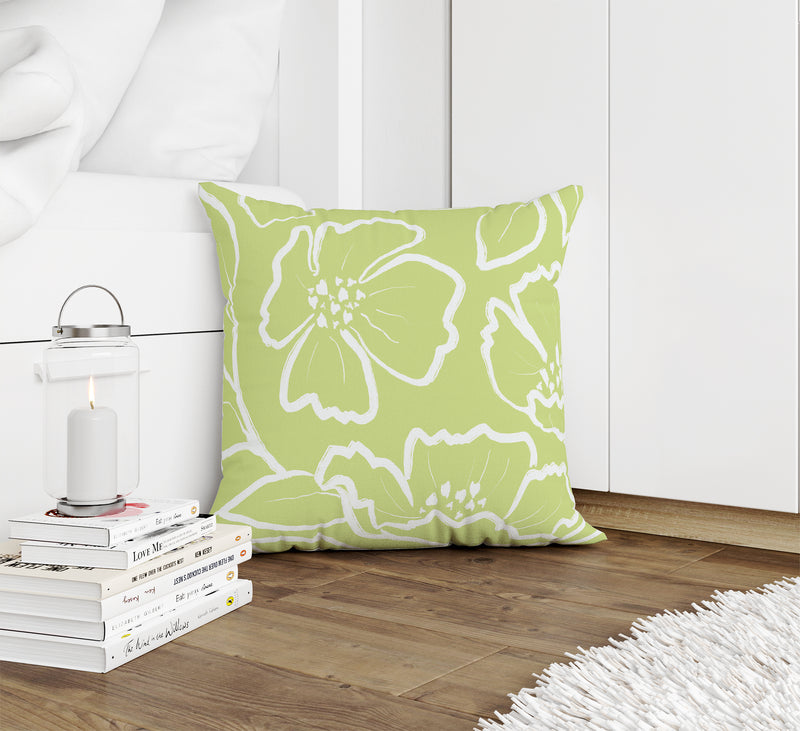 DOGWOOD SKETCH LIME Accent Pillow By Kavka Designs