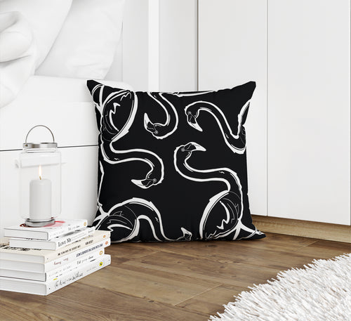 FLAMINGO MINGLE BLACK Accent Pillow By Kavka Designs