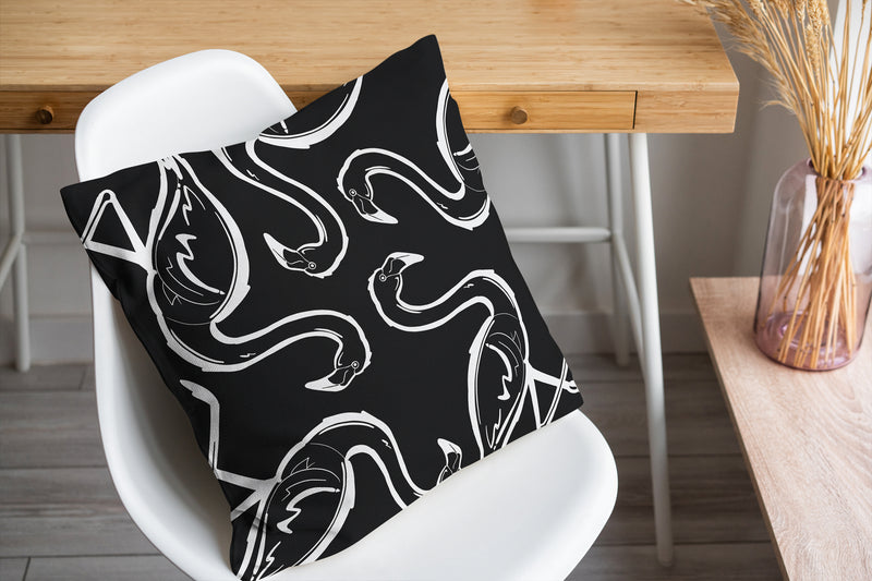 FLAMINGO MINGLE BLACK Accent Pillow By Kavka Designs