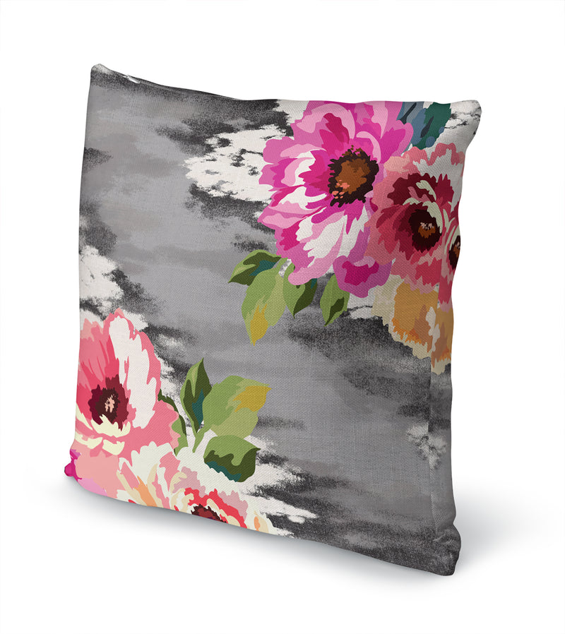BRIGHT FLORAL GREY Accent Pillow By Kavka Designs