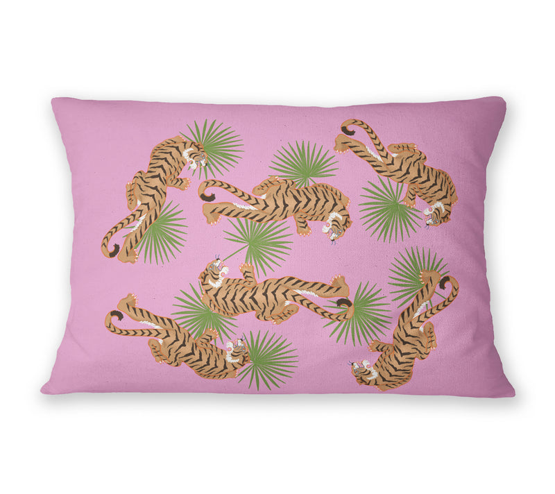 TIGER PALM PINK Lumbar Pillow By Kavka Designs