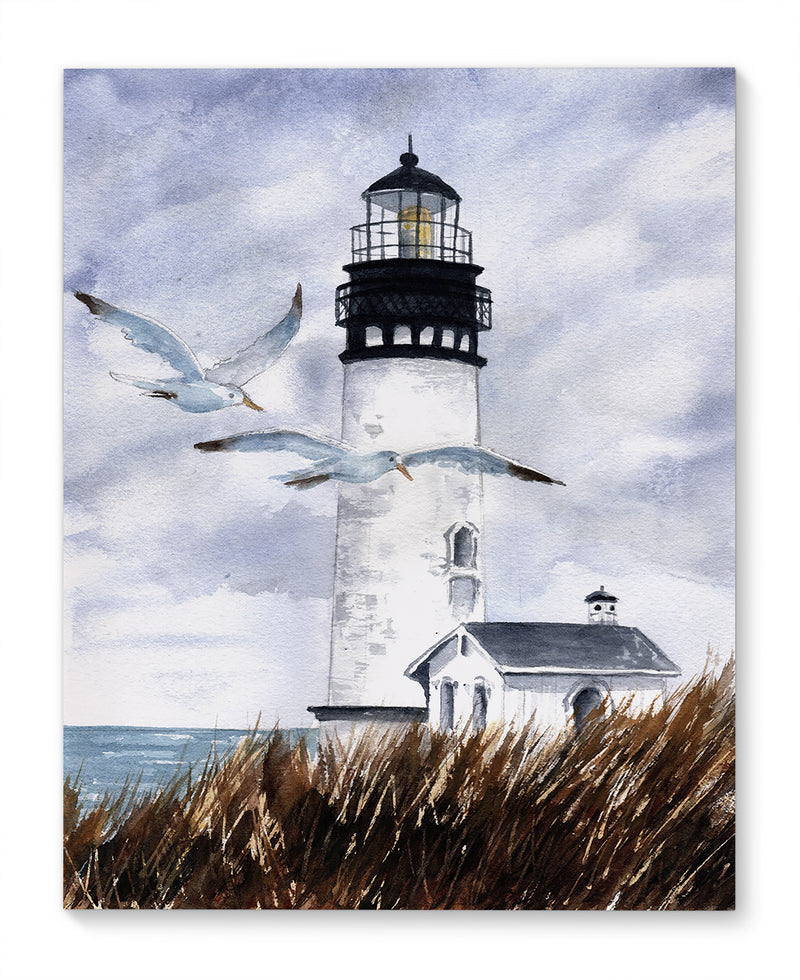 LIGHTHOUSE WITH SEAGULLS Canvas Art By Jayne Conte