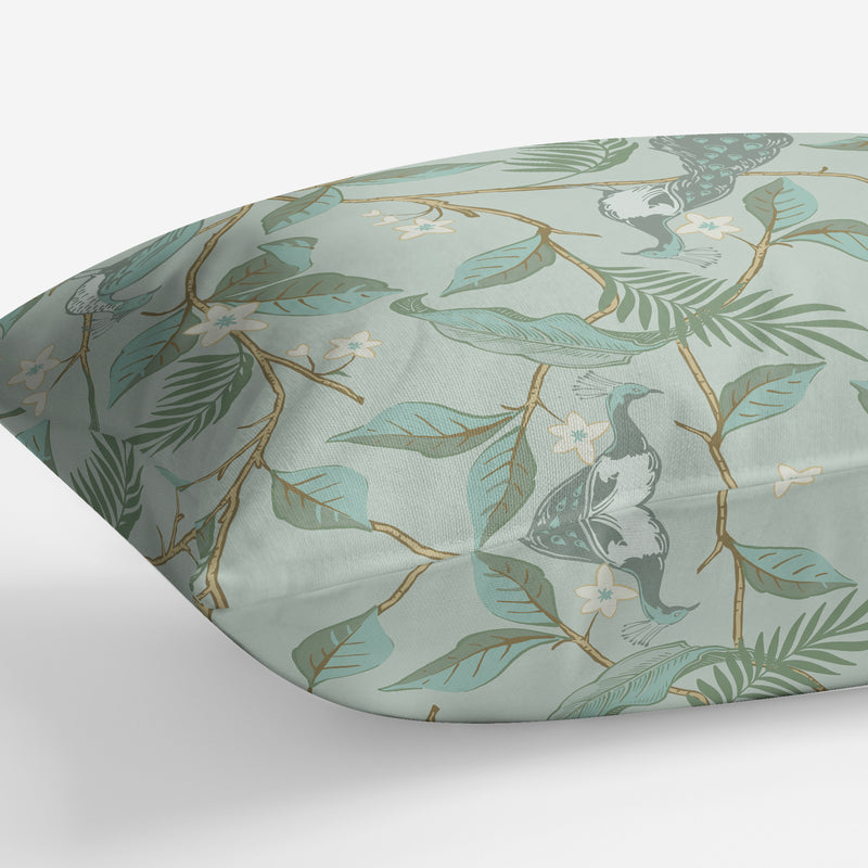 EXOTIC MAXIMAL PEACOCK Linen Throw Pillow By Kavka Designs