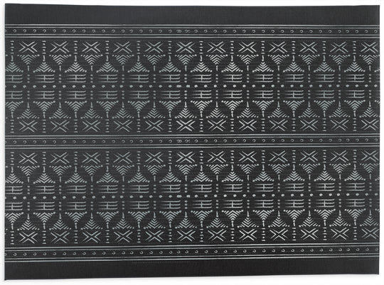 STITCHED ZIG ZAG TRIBAL BW Indoor Floor Mat By Kavka Designs - Bed