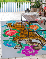 TIBETAN TIGER FLORAL Outdoor Rug By Kavka Designs