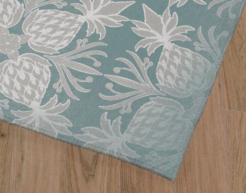 WELCOME PINEAPPLE BLUE Outdoor Rug By Kavka Designs