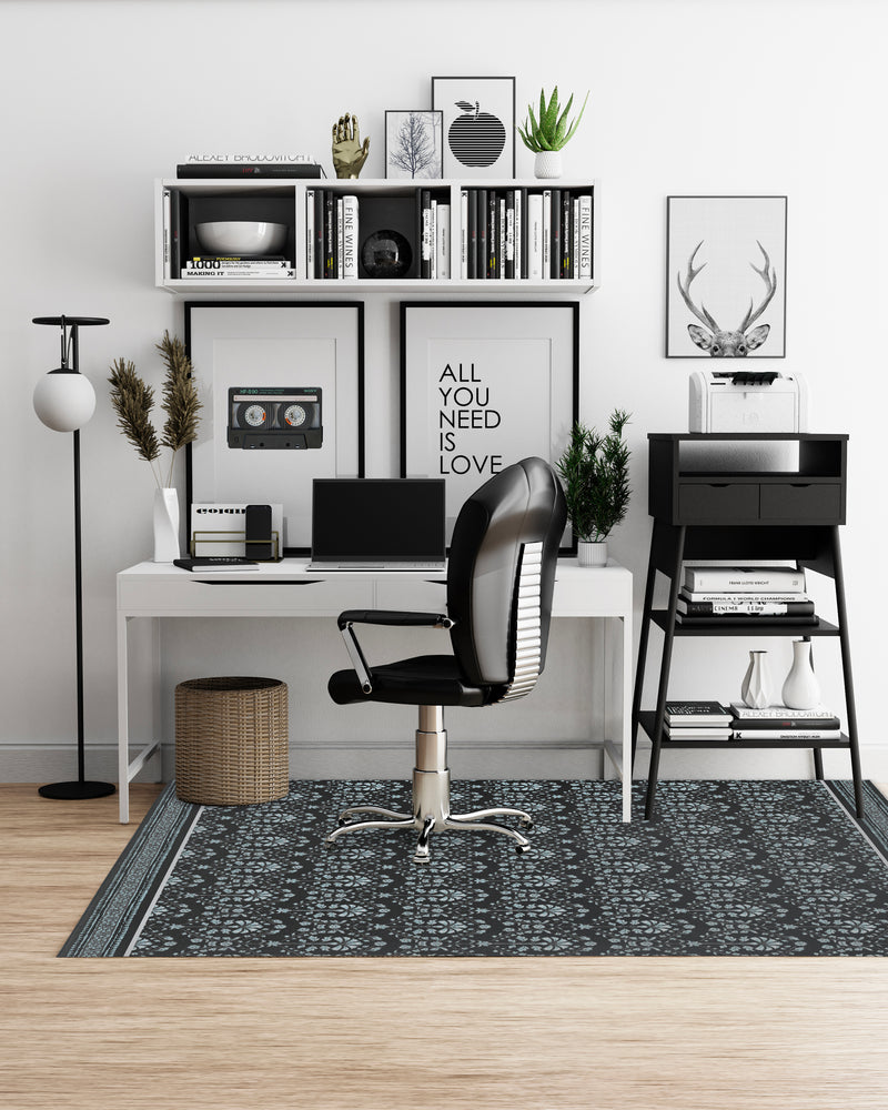 BOHO COTTAGE SIA CHARCOAL Office Mat By Kavka Designs
