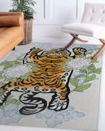 TIBETAN TIGER FLORAL Area Rug By Kavka Designs