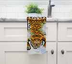 TIBETAN TIGER FLORAL Tea Towel By Kavka Designs