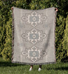 TAOS BLUE Woven Throw Blanket with Fringe By Kavka Designs