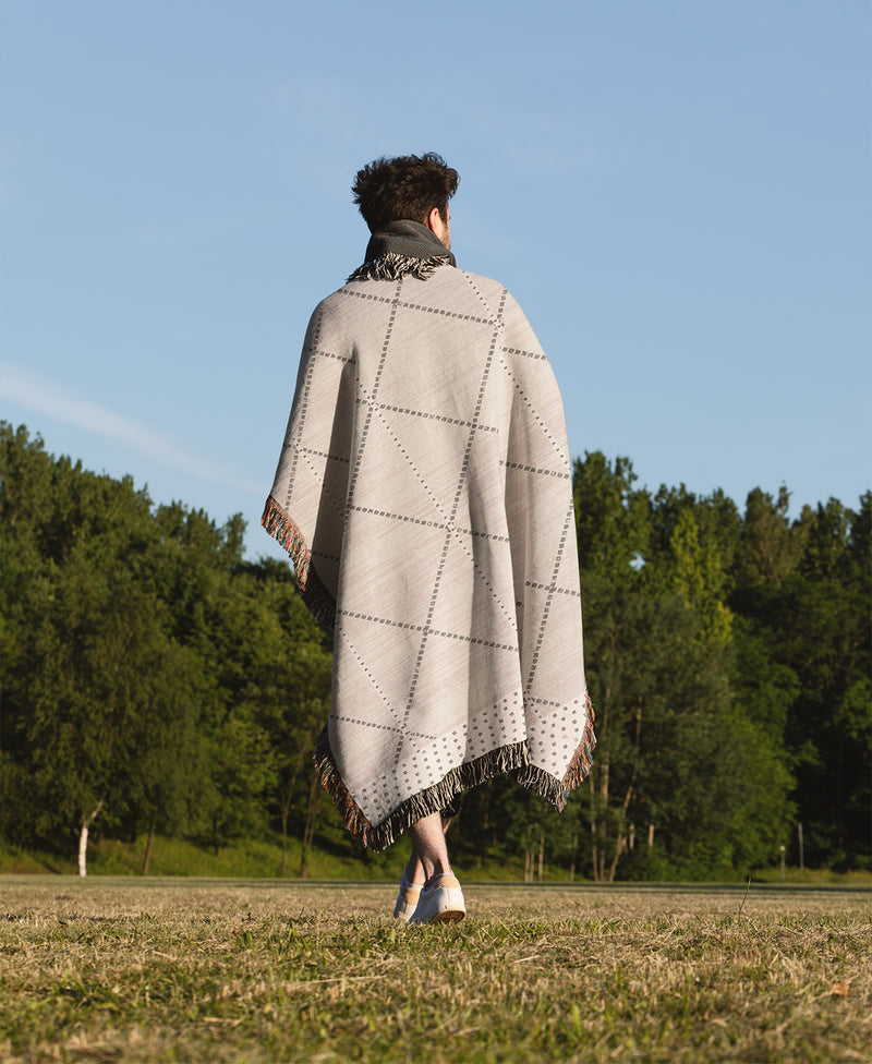 REANNA IVORY Woven Throw Blanket with Fringe By Kavka Designs