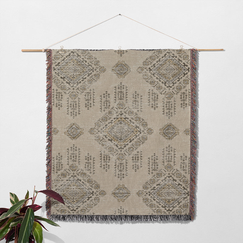 ZEN TAN Woven Throw Blanket with Fringe By Kavka Designs