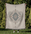 ZINA IVORY Woven Throw Blanket with Fringe By Kavka Designs