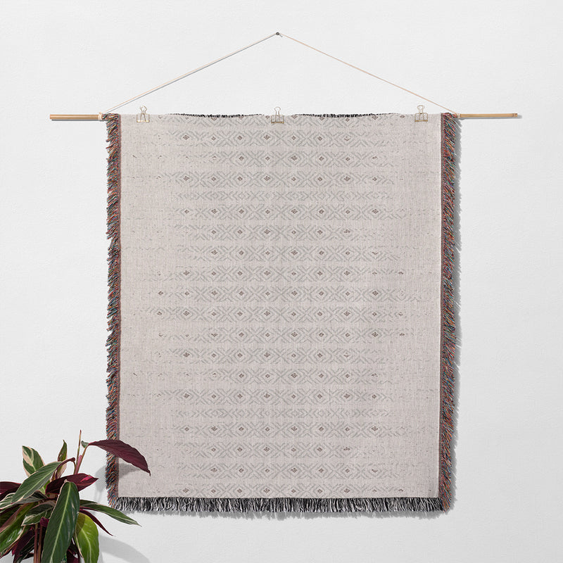 TAYLOR WHITE Woven Throw Blanket with Fringe By Kavka Designs