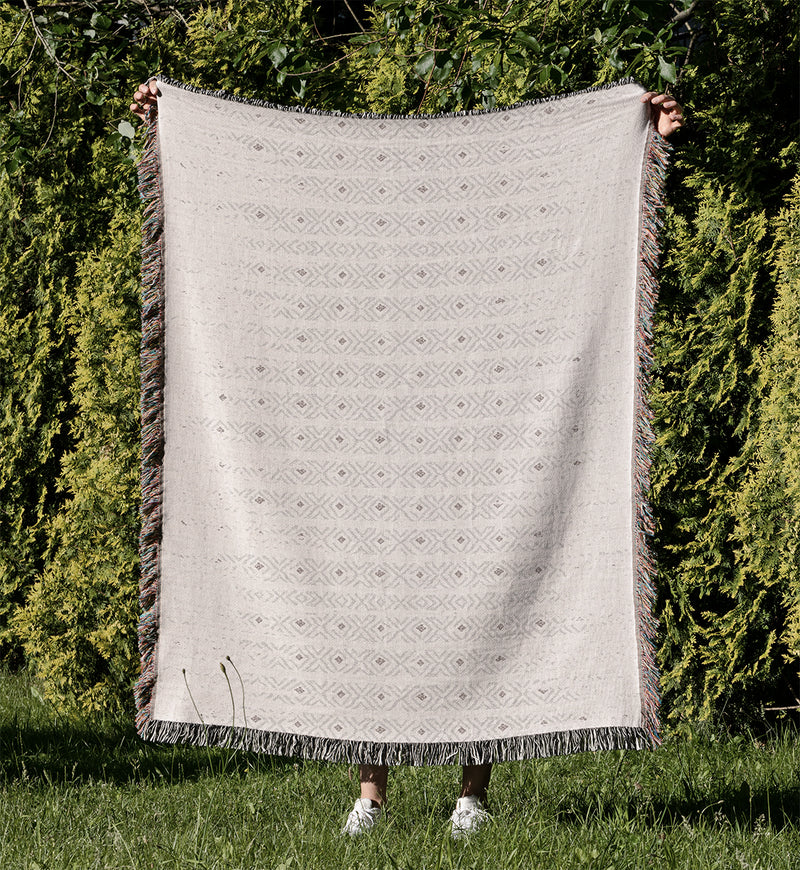 TAYLOR WHITE Woven Throw Blanket with Fringe By Kavka Designs
