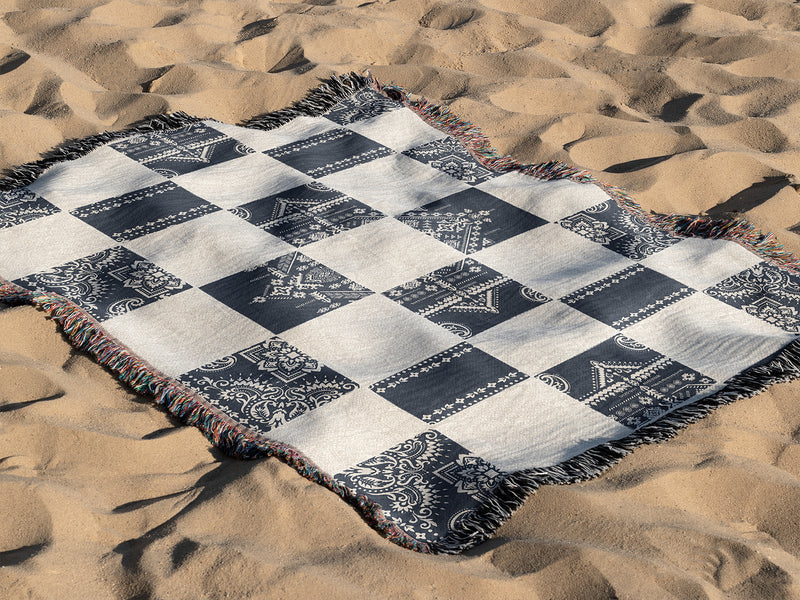 CHECKER PATCH Woven Throw Blanket with Fringe By Kavka Designs