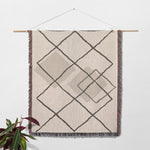ARGYLE MOD IVORY Woven Throw Blanket with Fringe By Kavka Designs