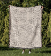 MOD DAMASK IVORY Woven Throw Blanket with Fringe By Kavka Designs