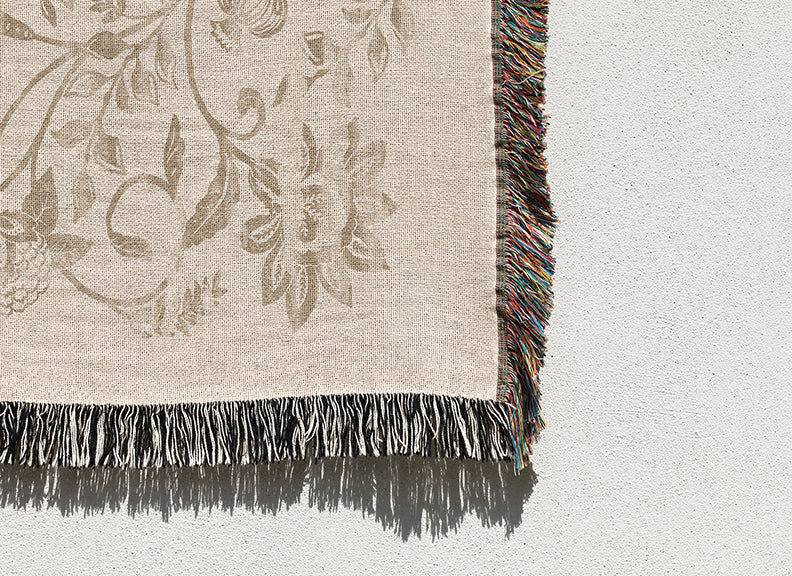 HEIDI NATURAL Woven Throw Blanket with Fringe By Kavka Designs