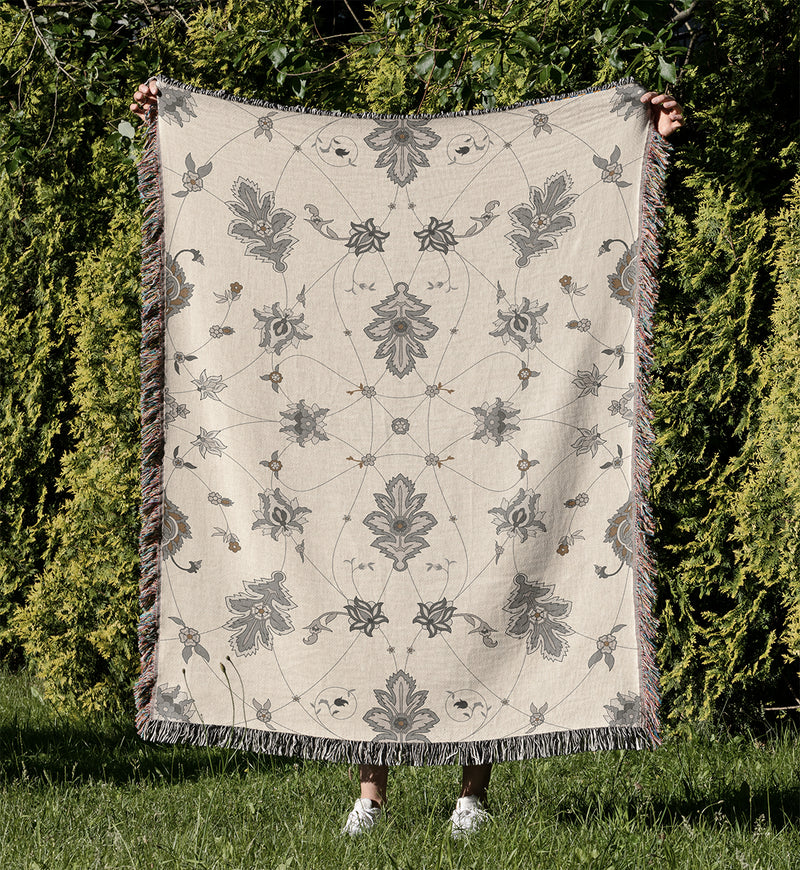 SHABYLON Woven Throw Blanket with Fringe By Marina Gutierrez