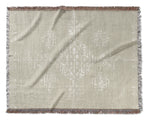 ROMIE BEIGE Woven Throw Blanket with Fringe By Kavka Designs